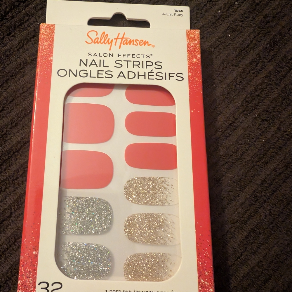 Sally Hansen Salon Effects Nail Strips - Ruby Red and Silver Glitter